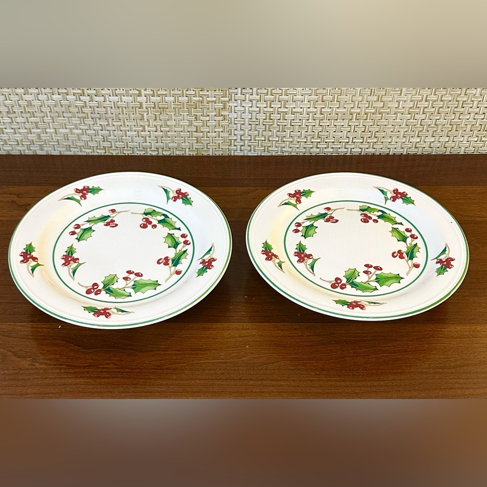 🎄VTG 1980s-90s 2 White Christmas Ceramic Open Candy Dishes Sango Korea 7.5"